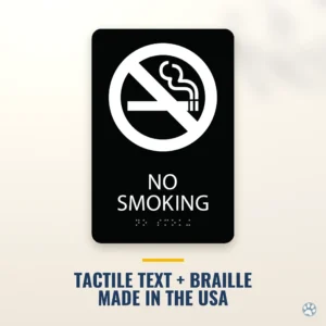 No Smoking Sign - ADA Braille, 6" x 9" — black — hero