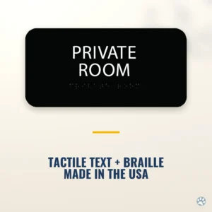 Private Room Sign - ADA Braille, 8" x 4" — black — hero
