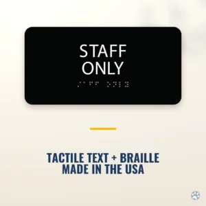 Staff Only Sign - ADA Braille, 8" x 4" — black — hero