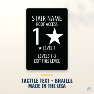 Custom Stairwell Sign with Braille - 18" x 12" — black — hero