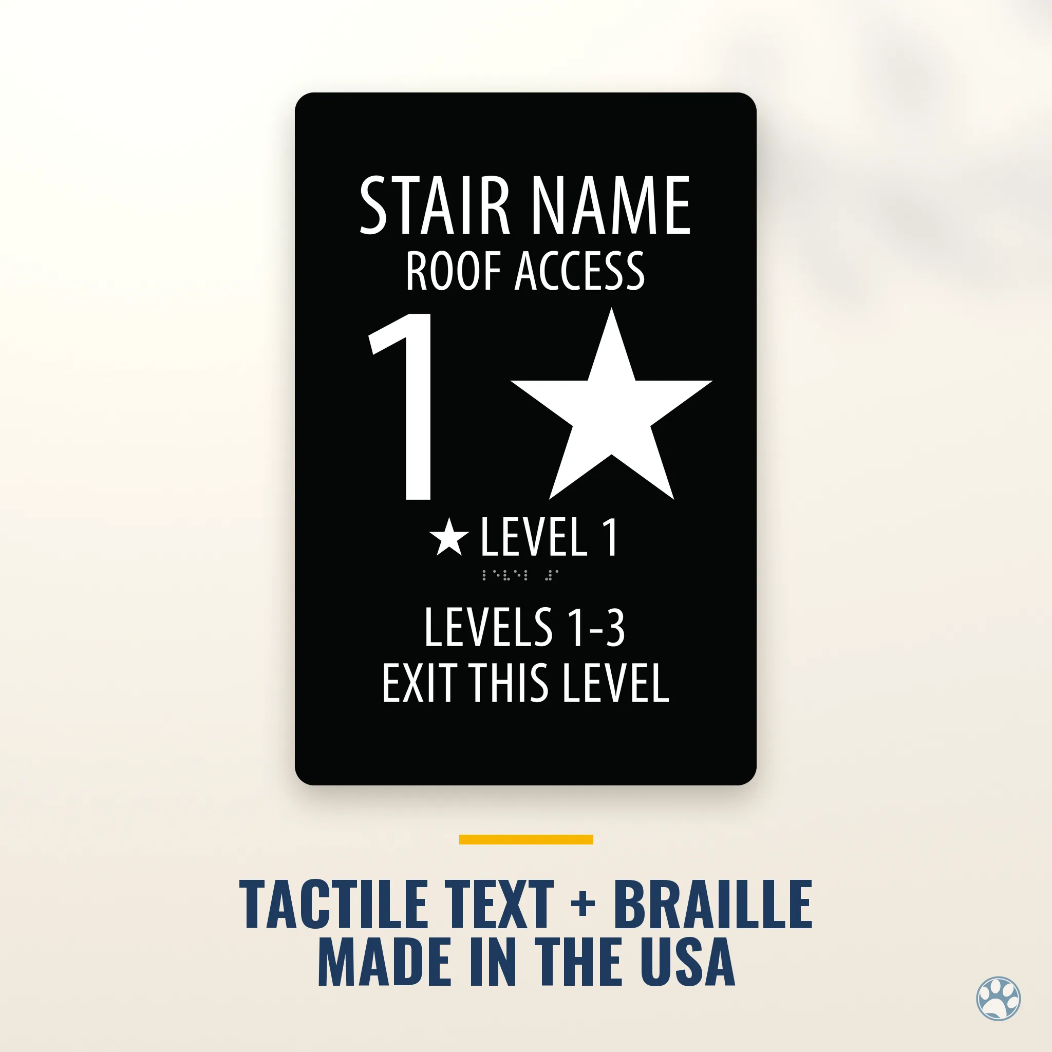 Black 18x12 ADA Braille stairwell floor identification sign