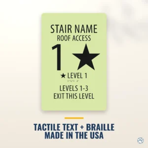 Stairwell Sign, Photoluminescent, Glow in the Dark with Braille - 18"x 12"