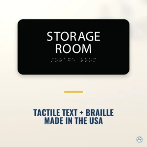 Storage Room Sign - ADA Braille, 8" x 4" — black — hero