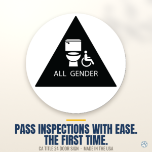 All Gender Accessible Title 24 Door Sign — black — hero
