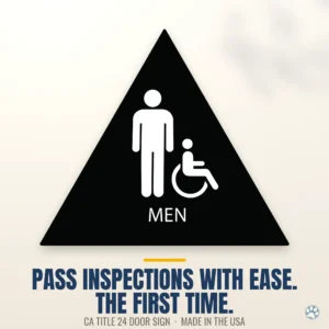 Accessible Men's Bathroom Door Sign - CA Title 24 — black — hero.webp