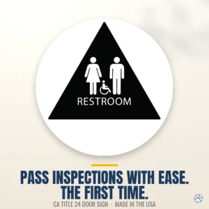 Accessible Unisex Bathroom Door Sign - CA Title 24 — black — hero.webp