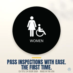 Accessible Women's Bathroom Door Sign - CA Title 24 — black — hero.webp