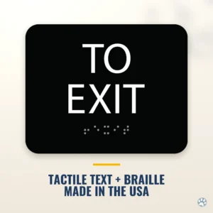 To Exit Sign - ADA Braille, 4" x 5" — black — hero
