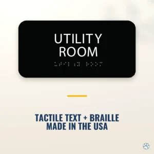 Utility Room Sign - ADA Braille, 8" x 4" — black — hero