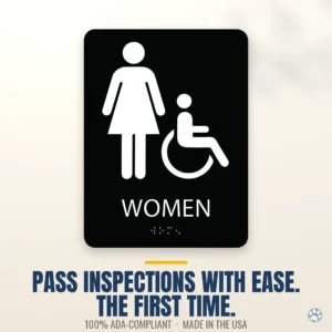 Accessible Women's Restroom Sign — black — hero.webp